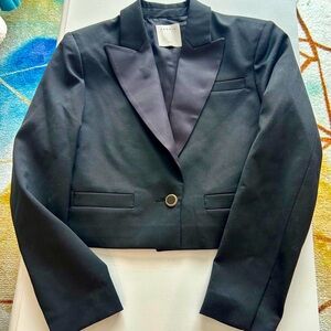 Sandro Paris  Black Cropped Tuxedo Jacket
